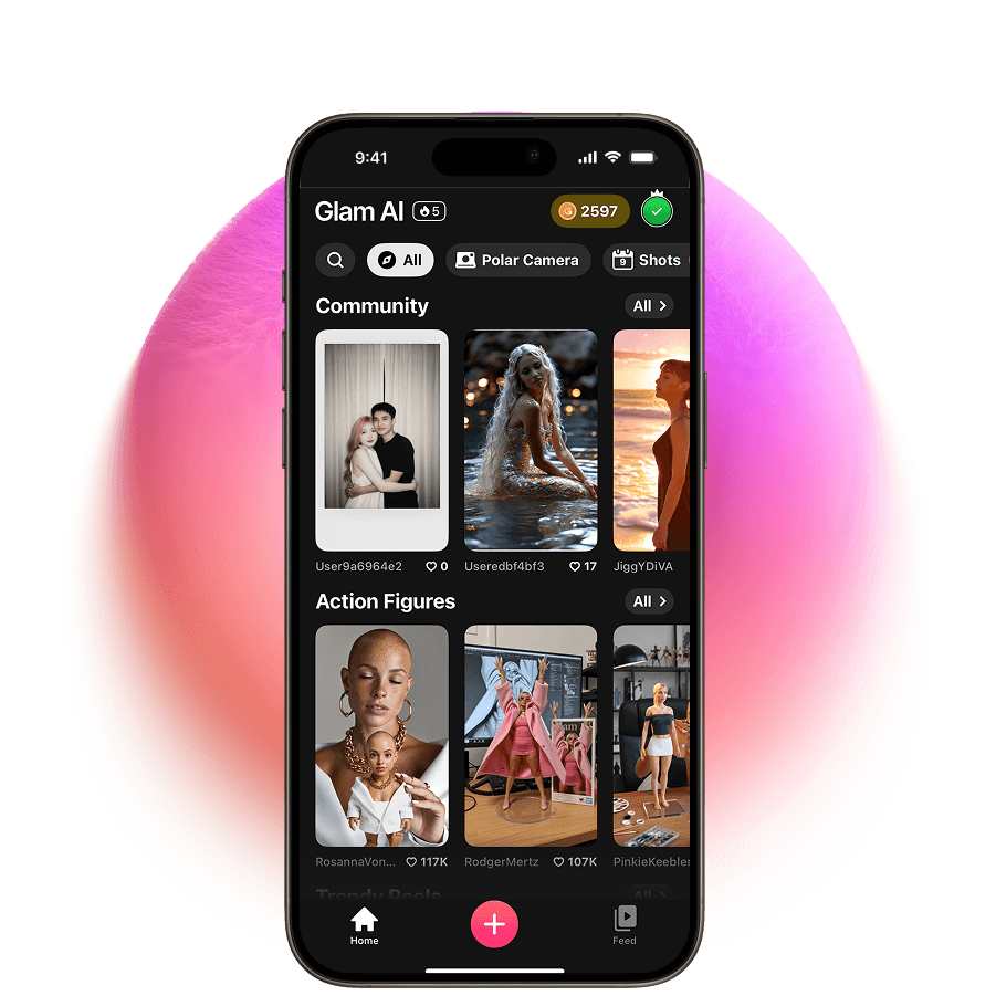 Glam AI app on phone